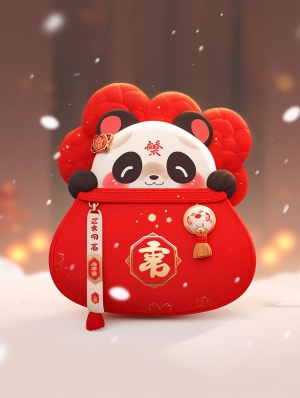 可爱熊猫春节红黄拟人表情包，多情感，喜庆新年