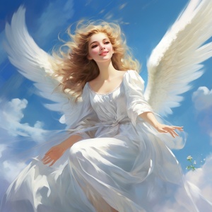 可爱的天使，拥有雪白的羽翼和温暖的微笑；飘逸的天使，身披绮丽的白纱，飞舞于蓝天之上；静谧的天使