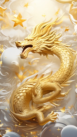 Style Golden Dragon Chinese New Year Celebration