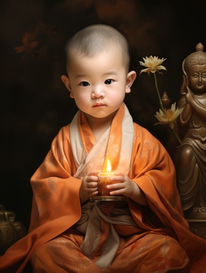 Adorable Baby Buddhist Boy in Stunning Portraiture
