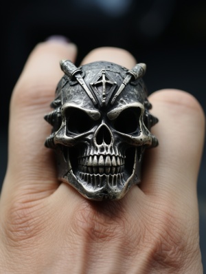 朋克摇滚饰品，骷髅戒指，铆钉戒指，男女通用款