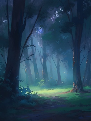 森林的外围，唯一的光源微暗