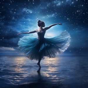 月光下的美丽蓝色芭蕾舞