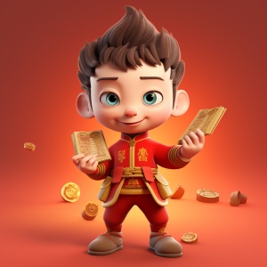 Festive Cartoon Illustration with 3D Rendering and High Detail