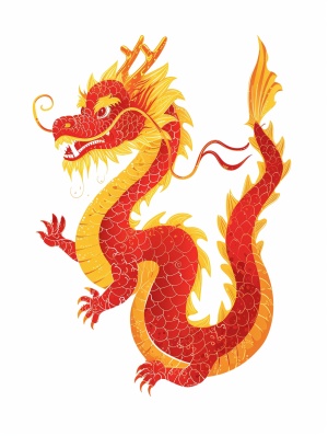 Cute Chinese Dragon Graphic Design with American Mid-century Influences