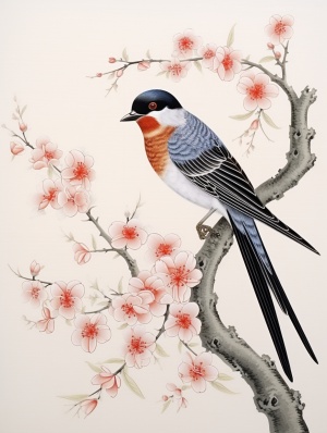 燕子与竹子白底刺绣——中国传统民间艺术