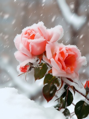 冬日浪漫的玫瑰花景