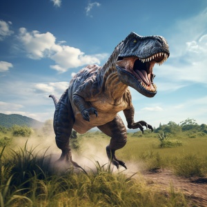 Running Tyrannosaurus on Prehistoric Grassland