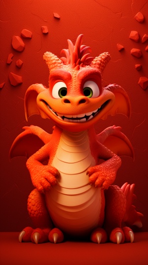 Lovely Chinese Red Dragon Waving at You