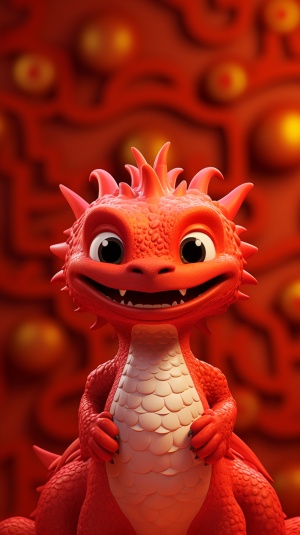 Lovely Chinese Red Dragon Waving at You