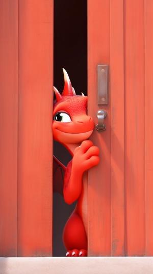 Cute Red Chinese Dragon in Pixar Style