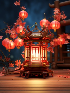 中国春节，鞭炮和灯笼，鞭炮和灯笼是春节的特色元素，使用摄影来展示鞭炮绽放和灯笼飘扬的美丽景象，只是灯笼造型，没有光亮，色彩鲜艳明亮。