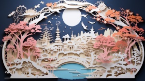 剪纸融合中国传统与现代艺术，嫦娥降临大地