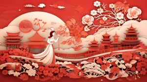 中国传统绘画与现代艺术融合的仙境画卷