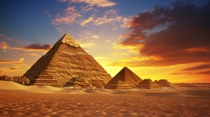 夕阳下的埃及金字塔-宏伟壮观的8K超高清
