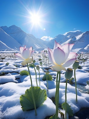 新疆三千米高山上的1000朵淡绿雪莲花