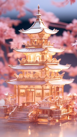 Delicate Asian Pagoda: Fantasy Worlds with Meticulous Design