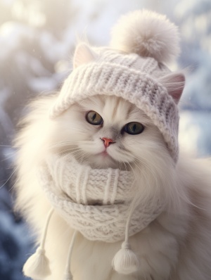 猫咪肖像：冬日阳光下的奇幻风格