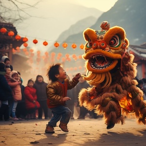 中国山区农村春节的喜庆气氛