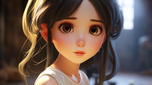 中国女孩与梦幻浪漫的3D渲染场景