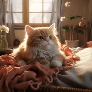 床上可爱猫，享受何家英风格的超细节清晰画质