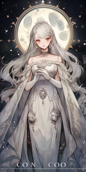 银色女神在清冷月光下