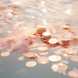 Dreamlike Natural Aesthetic: Golden Coins in the Water