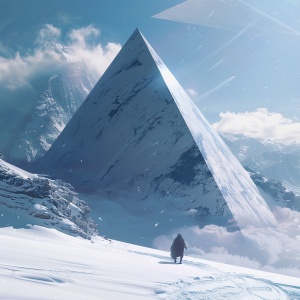 【探秘】白雪皑皑的山间，隐藏着一座三角形的神秘巨构。它静卧于雪地，造型独树一帜，仿佛来自未来世界的使者，让人猜不透它的用途。这不仅仅是一座建筑，它是自然的艺术品，是未知的挑战。你，准备好揭开它的面纱了吗？#雪山秘境# #几何奥秘#