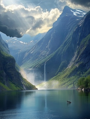 山峰瀑布湖泊，仙境之美