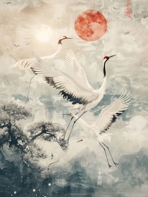 Oriental Aesthetics | Ancient style paintings, cranes playing#drawingdaily#中风#国风大综合#中文字幕#国风国潮#illustration#decorative painting#hanging painting#digital oil painting#art hanging painting#decorative hanging painting#中文字幕的画#Home decoration#niche decorative painting#soft decoration Product#国风#国风illustrator#国风古音#国风wallpaper#This is the national style#仙 Crane#国风仙Crane#国风仙Crane#国风仙 Crane#国风#国风illustrator#国风风#中文字幕文化# Chinese traditional patterns