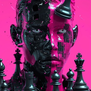 Greg Man Chess Design: Futuristic Pink Face War Paint in Trend on Art Station 1.1