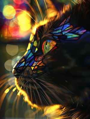 Stained Glass Cat AR 2:3