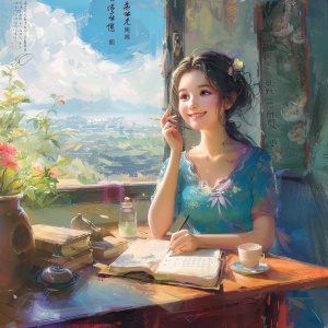 Harmonious Poetry: A Chinese Woman's Serene Creation