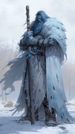 霜巨人，身着长袍，腰间长剑