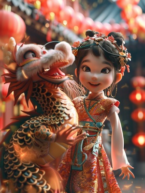 春节联欢晚会的可爱小女孩现实版写真