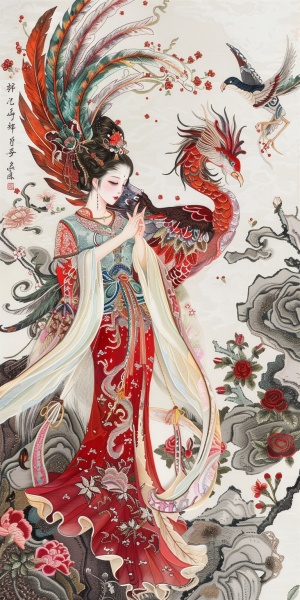 中国仙女神话故事，飘逸潇洒凤凰身形