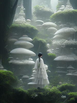 梦幻童话森林中的中国女孩