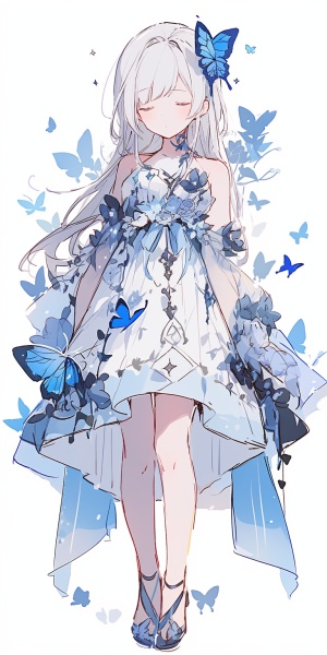 蝴蝶短裙 蓝色