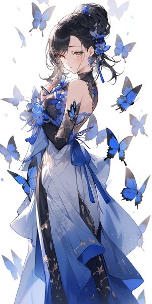 蝴蝶短裙 蓝色