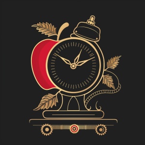 苹果，时钟，纺织机设计logo