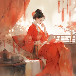 中国古代红色新娘床上成亲，8k超高清暖色调