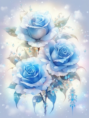 Mesmerizing Colorscapes: Blue Roses in Rococo Pastel Style