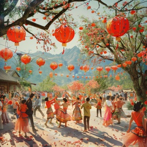 喜庆山区农村迎新年：庙会繁花似锦，传统服饰舞动欢声笑语