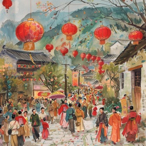 喜庆山区农村迎新年：庙会繁花似锦，传统服饰舞动欢声笑语