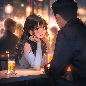 Beautiful girl at noisy bar, saved by handsome boy