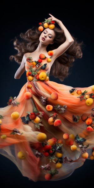 真实水果组成的超高清照片展现美女跳舞