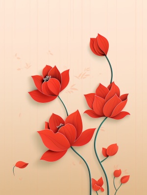 以红色为背景的手机壁纸艺术作品，展现一朵浮雕郁金香花。设计简约却充满春节的氛围，花的细节以红色为主，强调线条的流畅与简洁，兼具现代感和传统节日的象征意义，高清晰度，适合作为手机壁纸的艺术风格