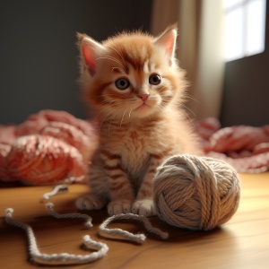 毛线钩织的小猫