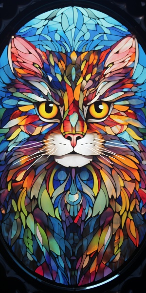 Colorful Feline: Stained Glass Cat
