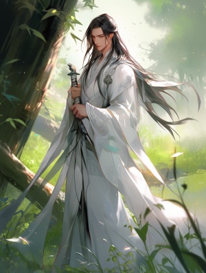 中国古代美男舞剑，充满活力的武侠侠士